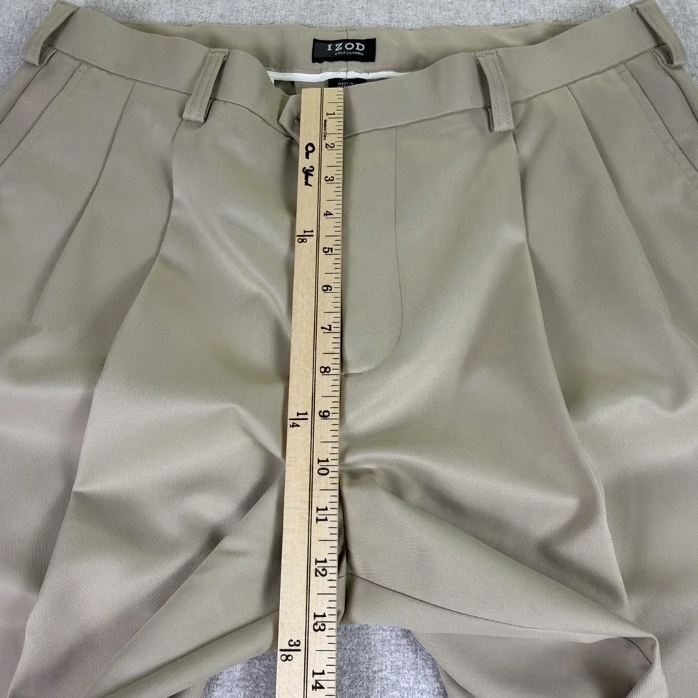 Izod pants Mens Size 36x32 Beige Double Pleated‎ Golf Classix Performance Active